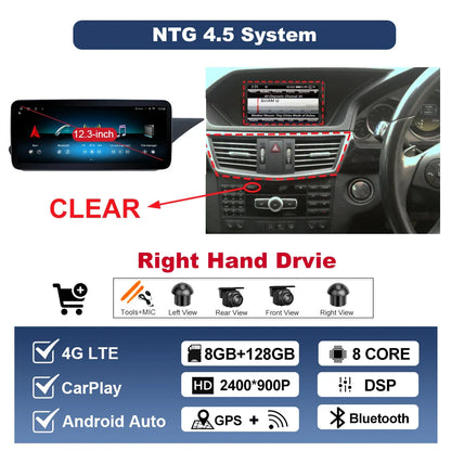 Wireless Carplay Android 14 for Mercedes Benz E Class W212 2009 - 2015 Car Radio Player Video DSP Stereo Touch Screen 4G WiFi BT