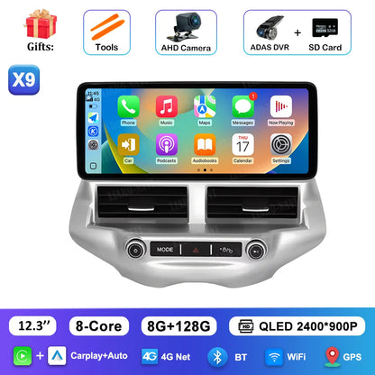 Carplay 12.3 inch Ultra-thin Screen for Ford EcoSport 2013 - 2017 Android 14 GPS Navigation Car Video Multimedia Player BT WiFi