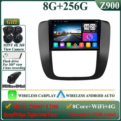 Android 14 Car For GMC Yukon Chevrolet Tahoe Suburban 2008-2012 GPS Navigation Multimedia Player Stereo Head Unit QLED Screen