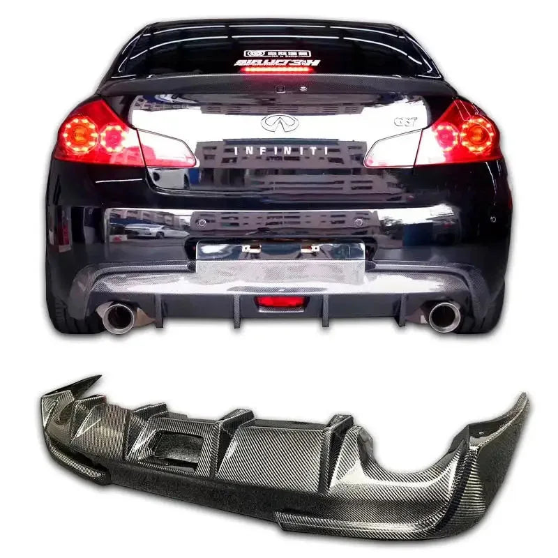Rear Bumper Diffuser Spoiler Lip Trunk Wing Body Kit Splitter Cover Trim For Nissan Infiniti G37/25 Carbon Fiber