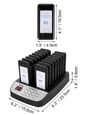 VEVOR Wireless Restaurant Buzzer Pager 16 Coasters Paging Guest Calling Queuing System for Coffee Dessert Burger Shop Food Truck