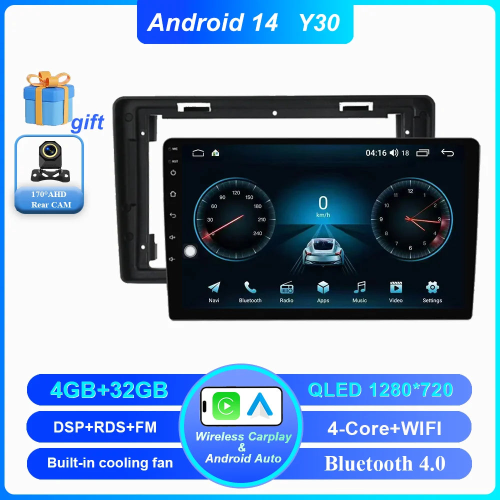 Car DVD Android 14 Radio Stereo For Citroen C2 C3 2001 2002 2003 -2010 Auto Multimedia Video Player GPS Navigation NO 2Din WIFI