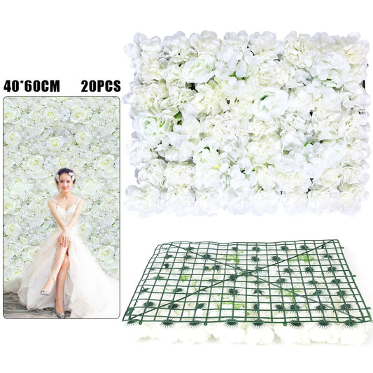 20PCS 60*40cm Wedding Artificial Flower Wall Flower Wall Panel Stage Party Background Decoration