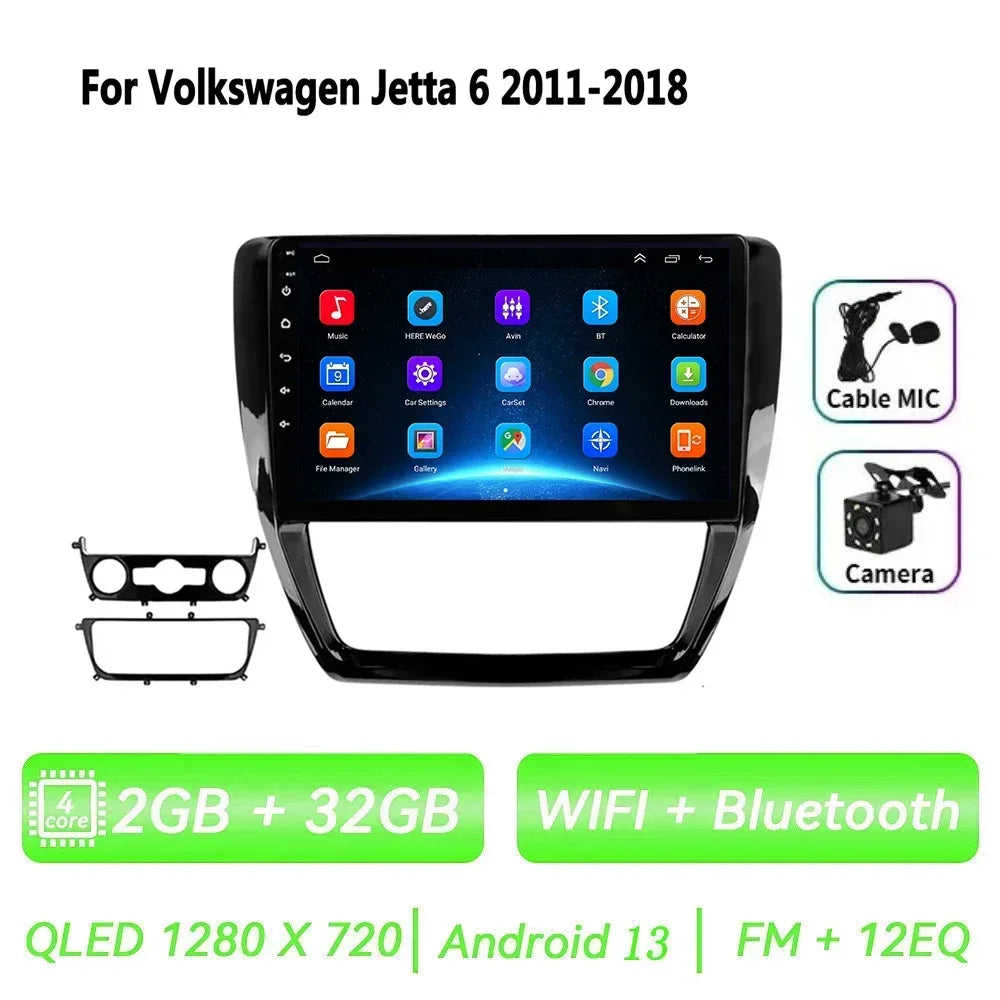 Car Radio for VW Volkswagen Jetta 6 2011-2018 Multimedia 2 Din Android 14 Video Player Navigation GPS DSP Carplay BT Head Unit