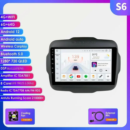 7862 Carplay 4G-LTE 9" Car Radio Android for Jeep Renegade 2016-2020 Multimedia Player Navigation GPS 2 Din Stereo DSP Autoradio