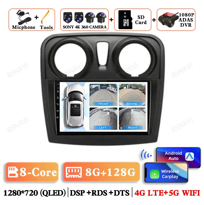 Android 15 For Renault Logan 2 Sandero 2 2012 - 2019 Stereo Qualcomm 5G WIFI DVD DSP QLED Head Unit Viedo Player Autoradio GPS