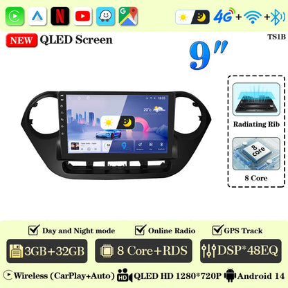 Car Radio Multimidia Video Player For Hyundai Grand i10 2013 2014 2015 2016 2017 2018 Carplay Auto Android 13 GPS Head Unit