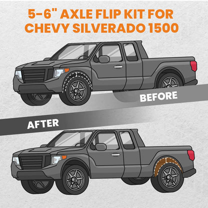Rear Axle Drop Lowering Flip Kit for Chevrolet Silverado 1500 2WD 2007-2020