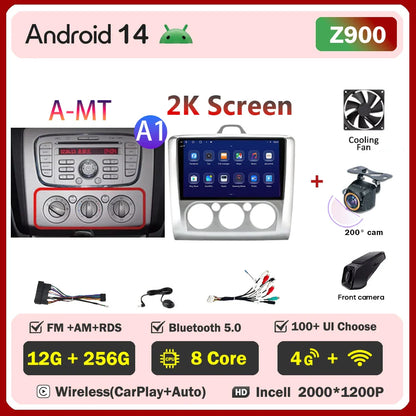 2din Android 14 Carplay Radio For ford focus 2 3 Mk2 Mk3 2004-2011 Automotive Car Multimedia GPS Autoradio 8 Core Wifi DSP BT