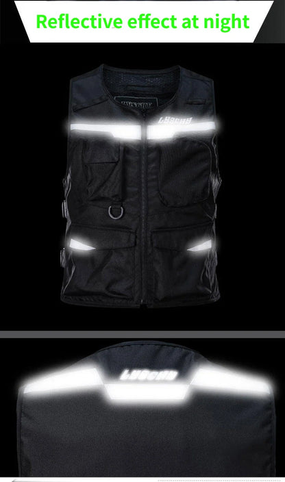 LYSCHY Motorcycle Reflecting Vest Winter Reflective Bike Jacket Men Motocross Riding Equipment with Protective Gear Safety Vest