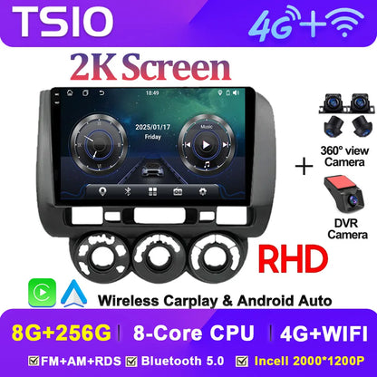 Android 14 Car Radio Multimedia Player For HONDA FIT JAZZ 2002 2003 - 2007 LHD RHD Carplay Autoradio GPS Navi 5G Wifi Bluetooth