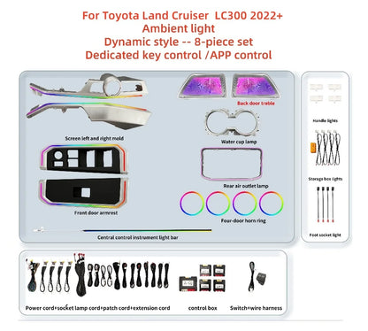 For Toyota Land Cruiser LC300 2022+ Ambient light car interior lighting upgrade Car accessories 1:1 mold Glowing cover plate new