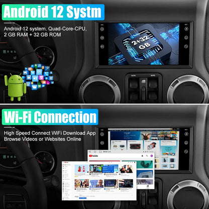 AWESAFE Wireless CarPlay Android 12 Radio For JEEP Wrangler JK Dodge Chrysler GPS Navigation Stereo Car Intelligent Systems