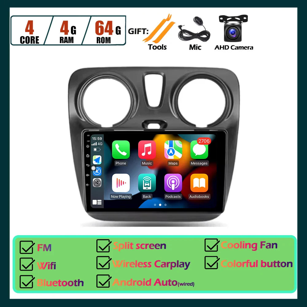 Carplay Android Auto Touch Screen For Renault Dokker For Lodgy Dacia 2012 - 2020 Automotive Multimedia Player Car Accessories
