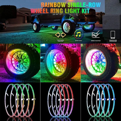 4Pcs Hub Light Wheel Led Car Modification Accessories Dream Colorful Auto SUV Styling Lamp with tune brake signal APP Remote 12V