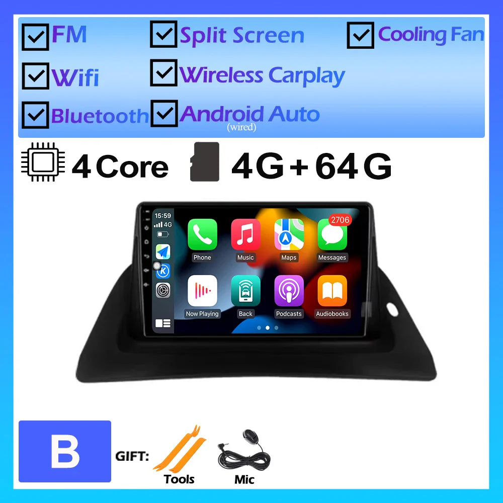 For Renault Kangoo 2015 2016 2017 2018 Android OS Car Multimedia GPS Player DSP Wireless Carplay Auto Stereo Car Radio DVD