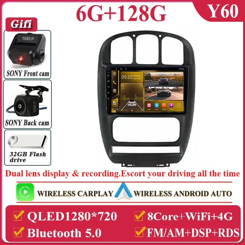 Auto Radio Android 14 For Dodge Caravan 4 For Chrysler Grand Voyager RS 2000 - 2012 Car Multimedia Player Navigation Screen DVD
