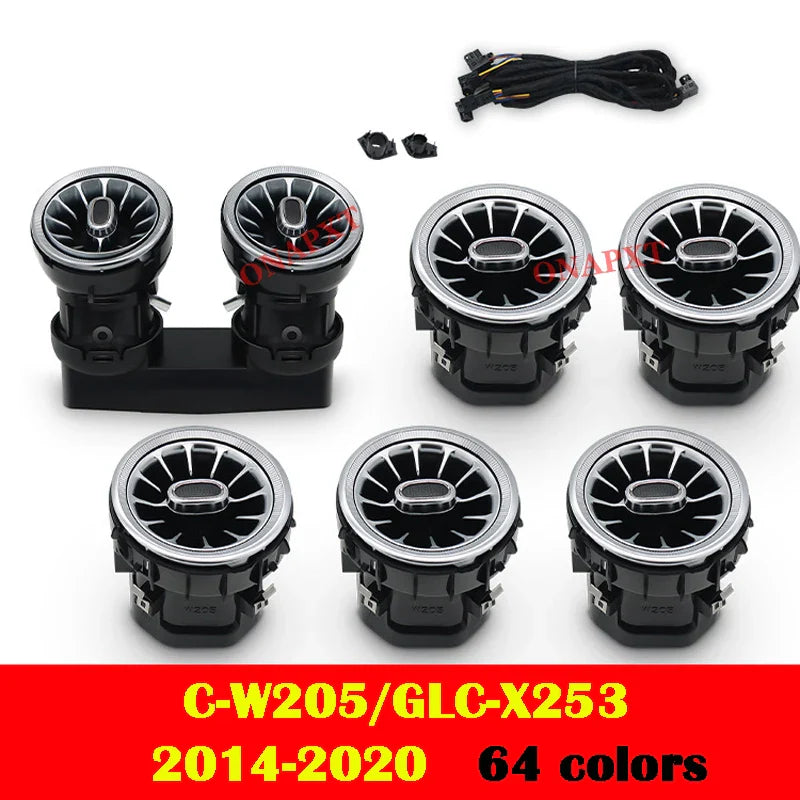 For Benz C/GLC/A/CLA/GLA/E/S/G For AMG W205 X253 W176 W117 W156 W213 W222 W464 Led Turbine Nozzle Ambient Light Air Vent Lamp