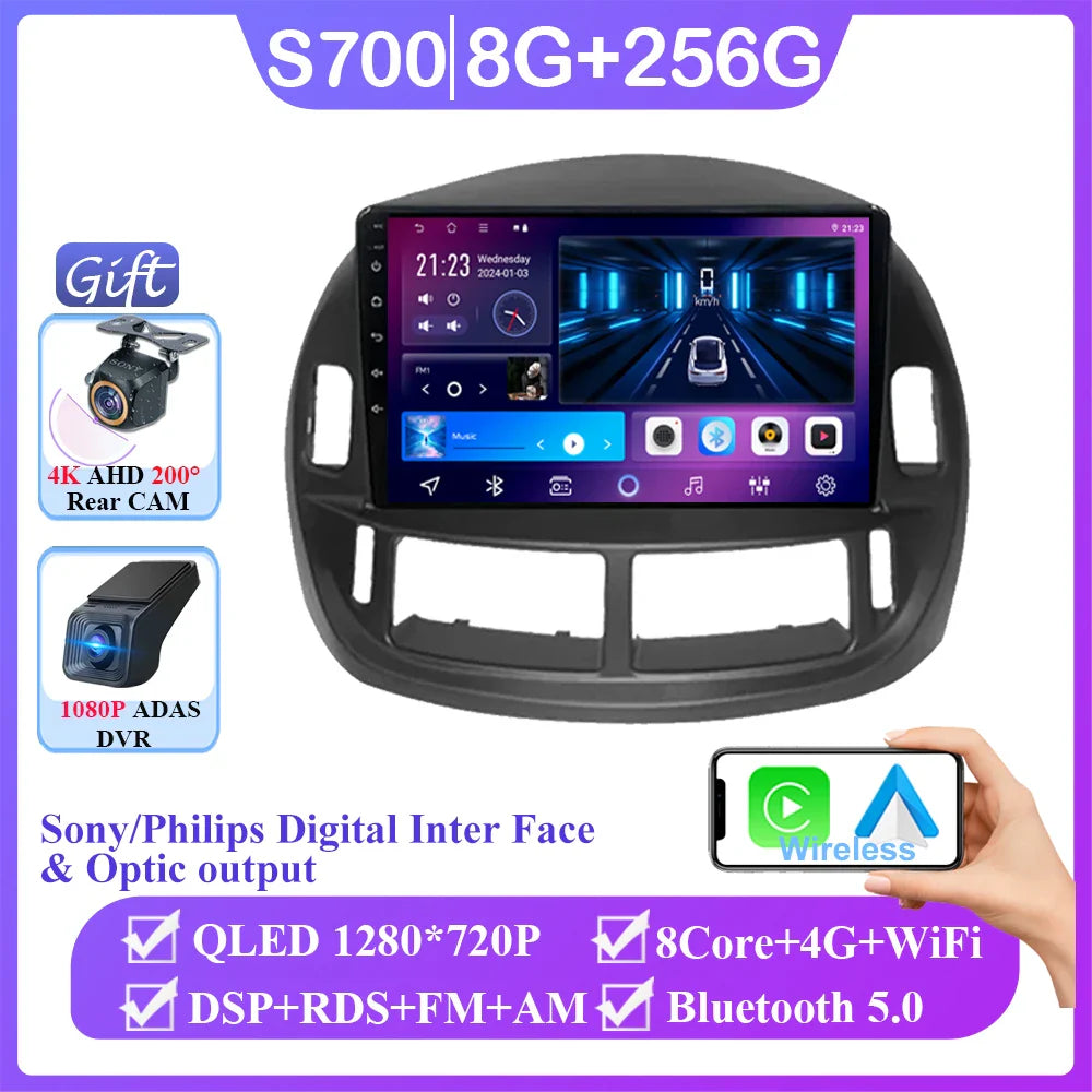 Android 14 Car For Toyota Previa ESTIMA ACR30 Tarago 2002-2006 QLED Stereo Radio Multimedia Player Head Unit GPS 4G BT Carplay