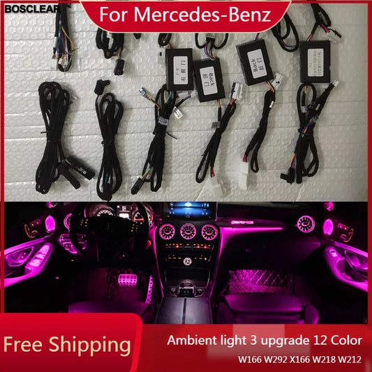 Ambient Light Cable Original 3 Colors Upgrade 12/64 Colors For Mercedes Benz W166 W212 W218 W292 E GLE GLS Car Decorate LED Lamp
