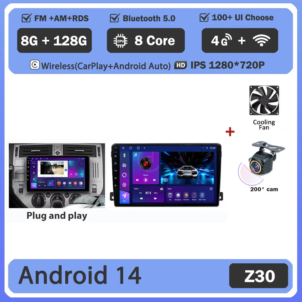 For Ford C-MAX 2003 - 2010 Android 14 Carplay Auto Car Radio Multimedia Video Player Navigation GPS No 2Din 2 Din DVD DSP 4G