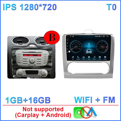 Android 14 Wireless CarPlay Auto For Ford Focus 2 3 Mk2 Mk3 2004-2011 4G+WIFI Car Radio Multimedia Stereo Player GPS 360 Camera
