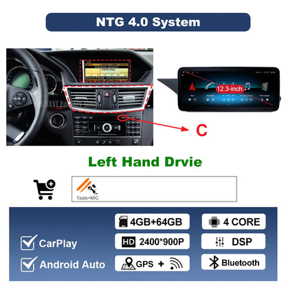 Wireless Carplay Android 14 for Mercedes Benz E Class W212 2009 - 2015 Car Radio Player Video DSP Stereo Touch Screen 4G WiFi BT