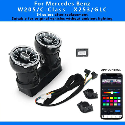 7/5pcs 64 Colors Interior Ambient Light For Mercedes-Benz C Class W205 2015-2023 W213 W156 W117 W176 Air Vent Lights Accessories