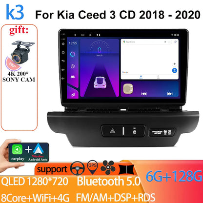 For Kia Ceed 3 CD 2018 - 2020 Auto Radio Android 14 Carplay Video Player 4G GPS Navigation Multimedia WIFI No 2 din 5G BT DVD