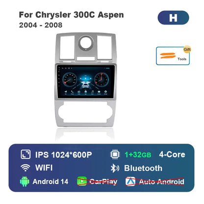 for Chrysler 300C Aspen 2004 - 2008 HD Touch Screen WiFi Android 14 Car Video Multimedia Player Navigation GPS 4G BT Head Unit