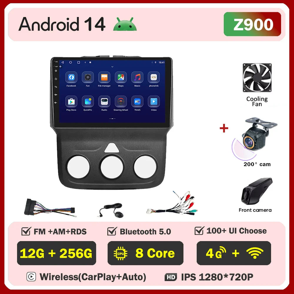 For Dodge Ram 1500 2500 3500 (2013-2019) Carplay Auto Screen Wireless Android Auto Car Intelligent Systems AutoMotive 8 Core DSP