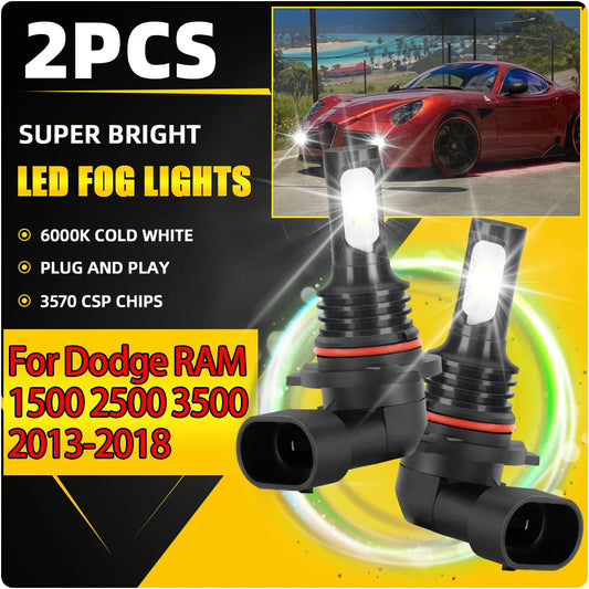 90W 9005 HB3 LED Fog Lamps 20000LM High Power Auto Front Fog Lights For Dodge RAM 1500 2500 3500 2013 2014 2015 2016 2017 2018