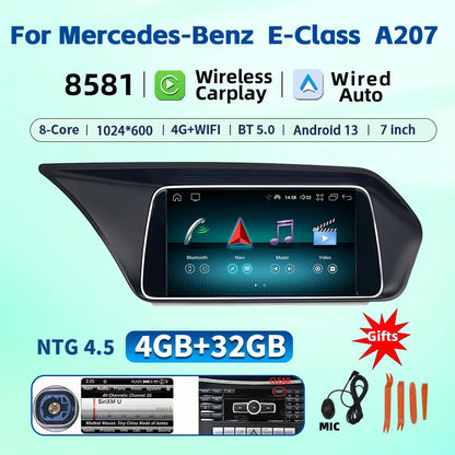 7 Inch Carplay Android 13 Auto Car Intelligent Systems For Mercedes Benz E Class W212 A207 X204 DSP Stereo Touch Screen