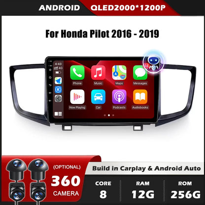 Car Radio Carplay For Honda Pilot 2016 - 2019 GPS Navigation Android Auto Stereo Multimedia Player 5G Wifi Screen BT RDS