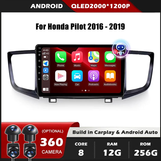 Car Radio Carplay For Honda Pilot 2016 - 2019 GPS Navigation Android Auto Stereo Multimedia Player 5G Wifi Screen BT RDS