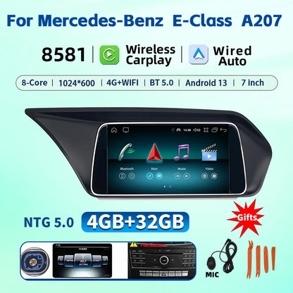 7 Inch Carplay Android 13 Auto Car Intelligent Systems For Mercedes Benz E Class W212 A207 X204 DSP Stereo Touch Screen