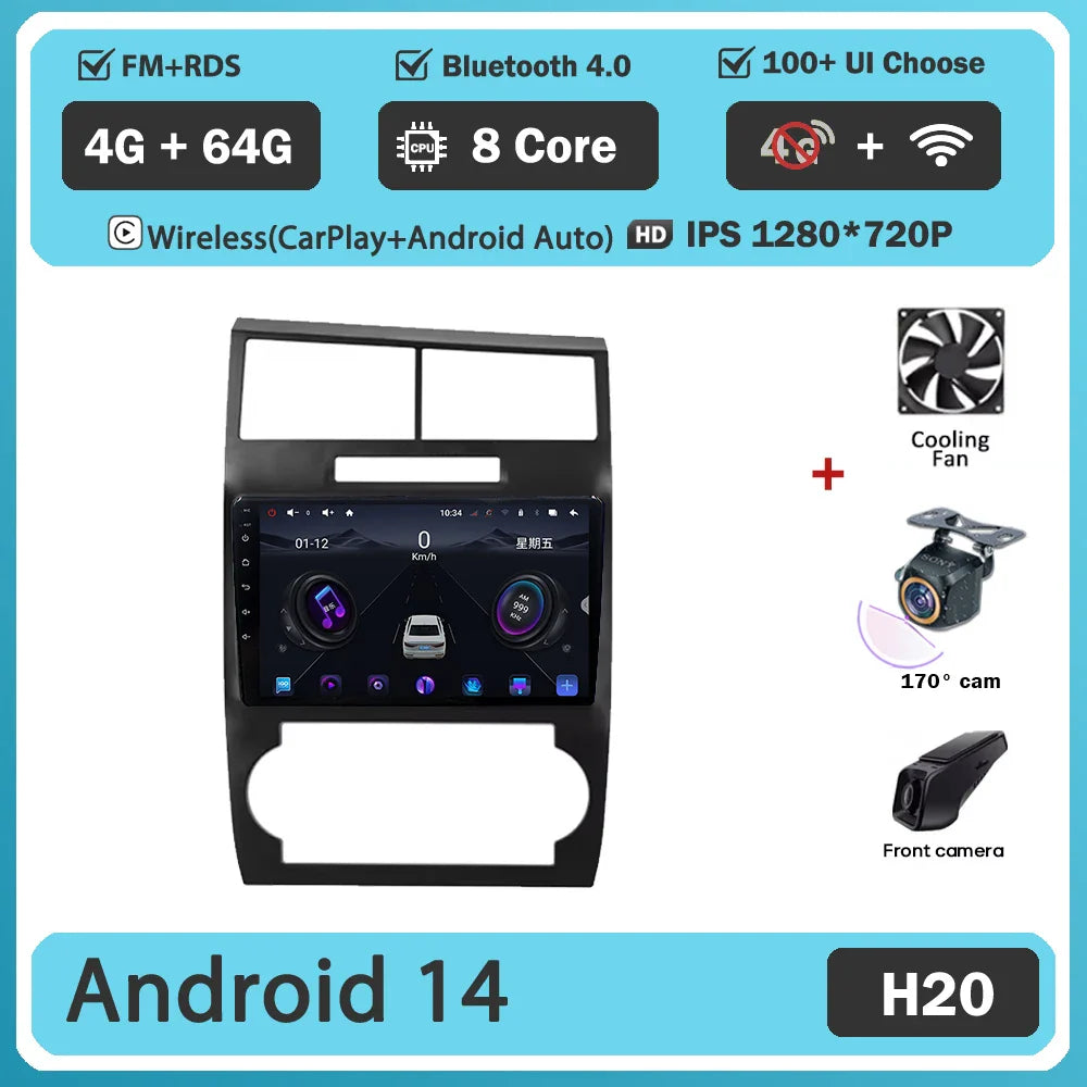 Android 14 For Dodge Charger LX 2005 - 2010 For Dodge Magnum 2 2003 - 2007 Car Radio Multimedia Video Player Navigation stereo