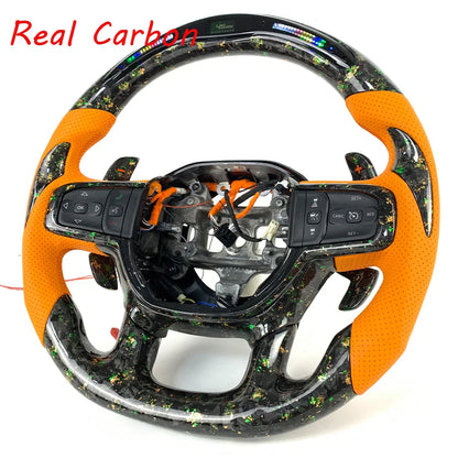 For Dodge Ram Car Interior Accessories Customized LED Forged Carbon Fiber Steering Wheel with Shift Paddle