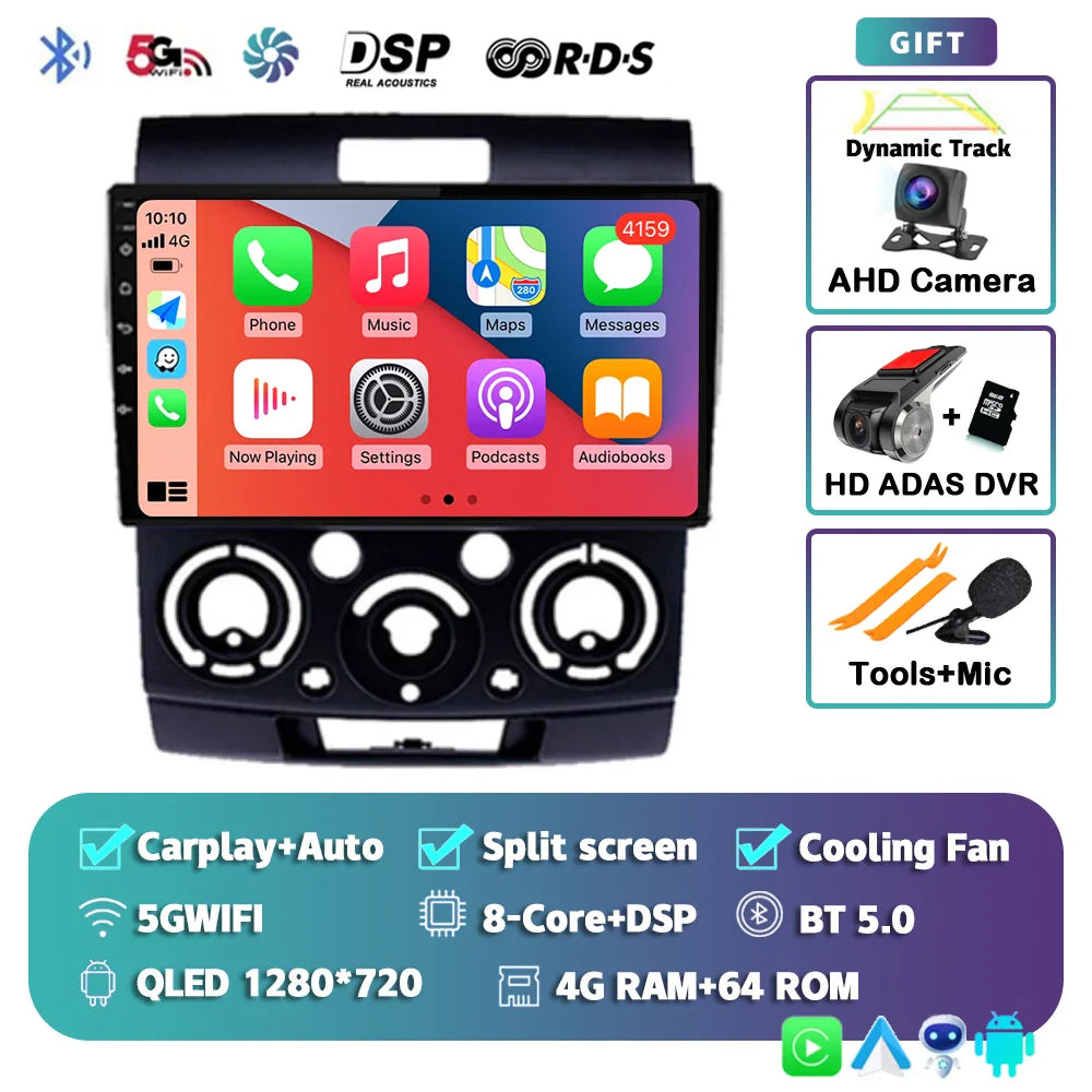 Android 14 Car Radio For Ford Everest Ranger Mazda BT50 BT-50 2006 2007 2008 - 2010 Multimedia Video Unit Head Player Stereo GPS