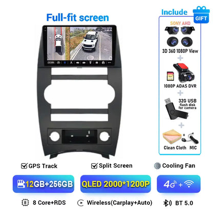 Android 14 Carplay Auto For Jeep Cherokee Commander XK 2005 2006 2007 2008 2009 2010 2011 Car Radio Multimedia Player GPS Stereo