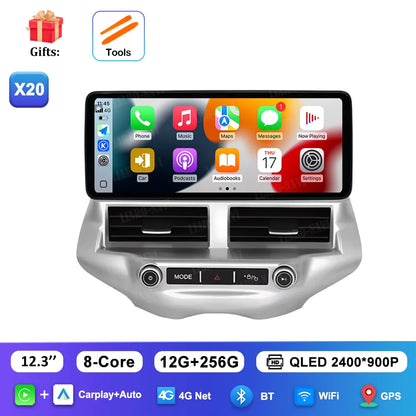 Carplay 12.3 inch Ultra-thin Screen for Ford EcoSport 2013 - 2017 Android 14 GPS Navigation Car Video Multimedia Player BT WiFi