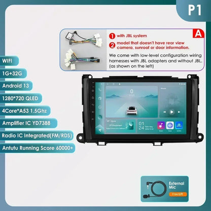 Hizpo For Toyota Sienna XL30 2010-2014 Car Radio Multimedia Video Player Navigation Stereo GPS Android Auto Carplay 8G+128GB RDS