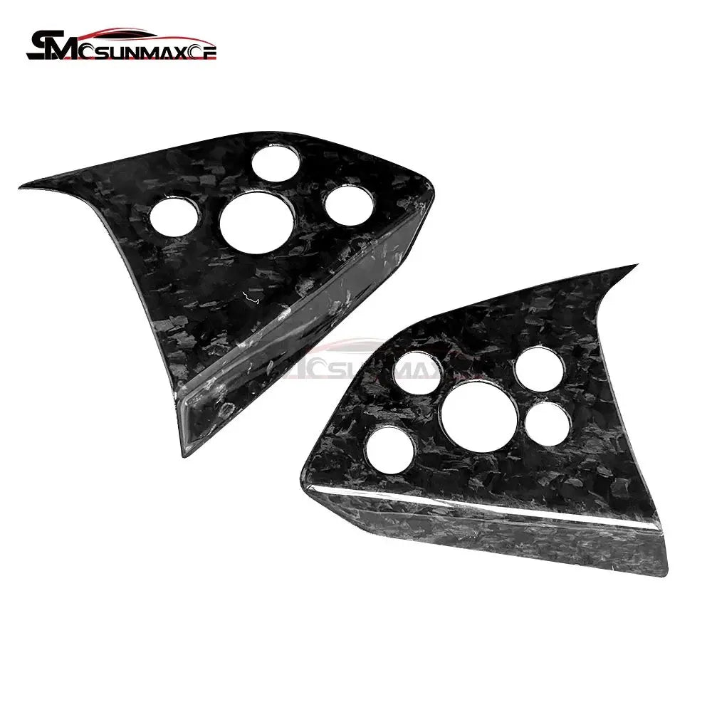 Real Forged Carbon Fiber Steering Wheel Trim Cover Car Interior Accessories For 2024 Tesla Model 3 Highland