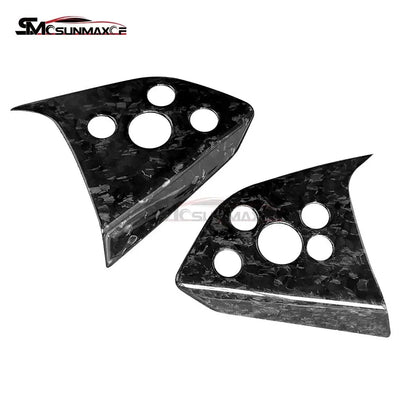 Real Forged Carbon Fiber Steering Wheel Trim Cover Car Interior Accessories For 2024 Tesla Model 3 Highland