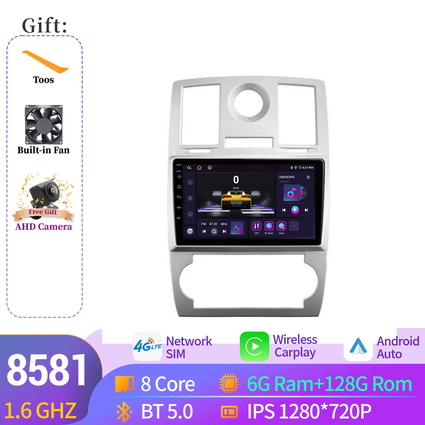 NAVISTART For Chrysler 300C 2004-2011 Car Radio Autoradio Multimedia Navigation Android 14 Carplay 8+128G 2K QLED Screen