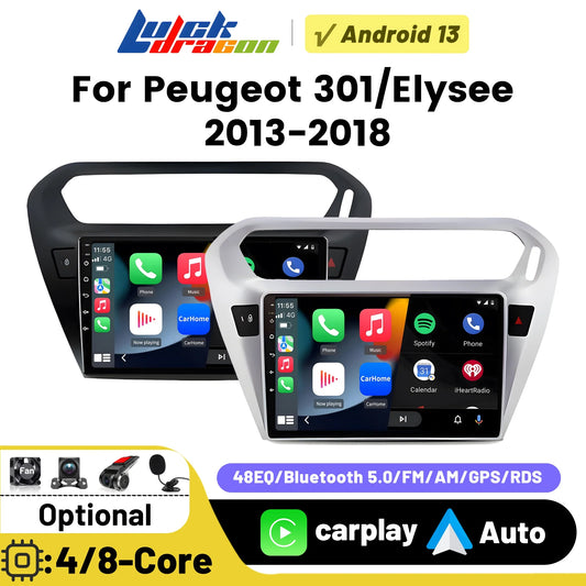 Wireless CarPlay Android Auto Car Bluetooth Radio For Peugeot 301 Citroen Elysee 2013-2018 2Din Android 14 DSP GPS FM Autoradio