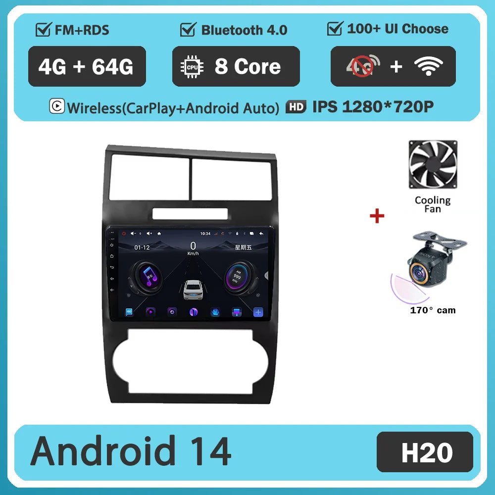 Android 14 For Dodge Charger LX 2005 - 2010 For Dodge Magnum 2 2003 - 2007 Car Radio Multimedia Video Player Navigation stereo