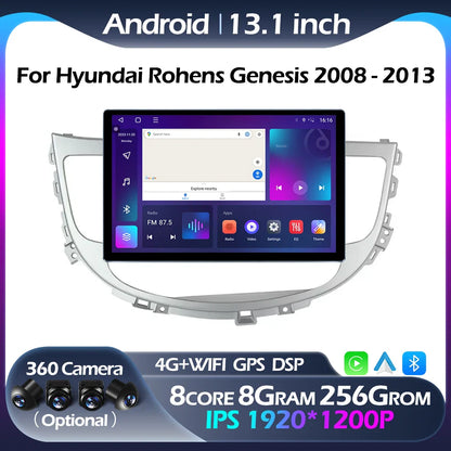 13.1Inch Android Auto Car Radio For Hyundai Rohens Genesis 2008 - 2013 Multimedia Player GPS Navigation BT Carplay 4G Wifi
