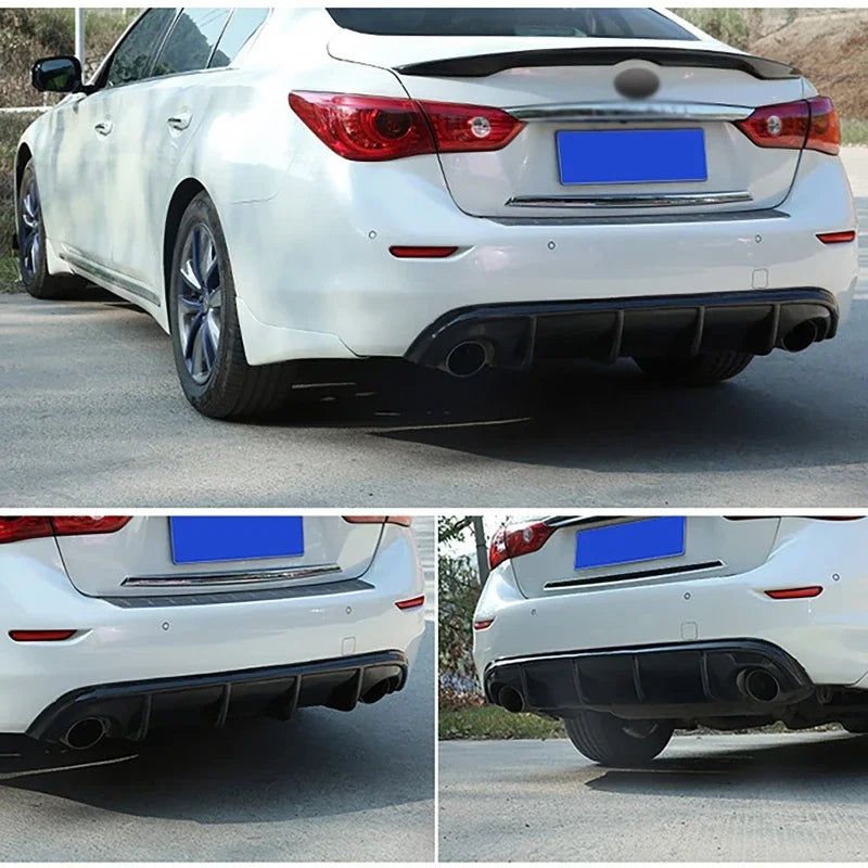 1pcs Car Rear Bumper Diffuser Lip ABS Boot Spoiler Splitter For Infiniti Q50 2014-2017