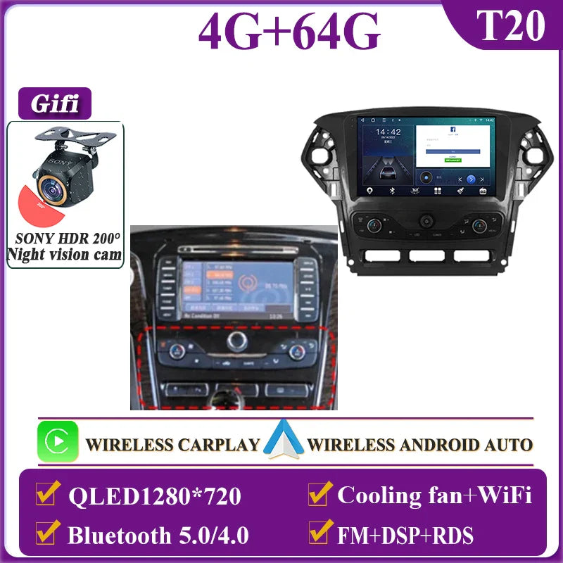 Autostereo 14 For Ford Mondeo MK4 2007-2014 Car Multimedia Video Player GPS Navigation Radio Android 13 Auto Carplay No 2Din DVD